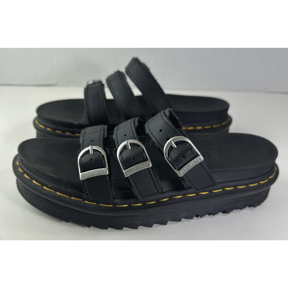 Dr Doc Martens Black Blaire Slides Buckle Strap Sandals Women's US Size 8 Shoes - Picture 15 of 16